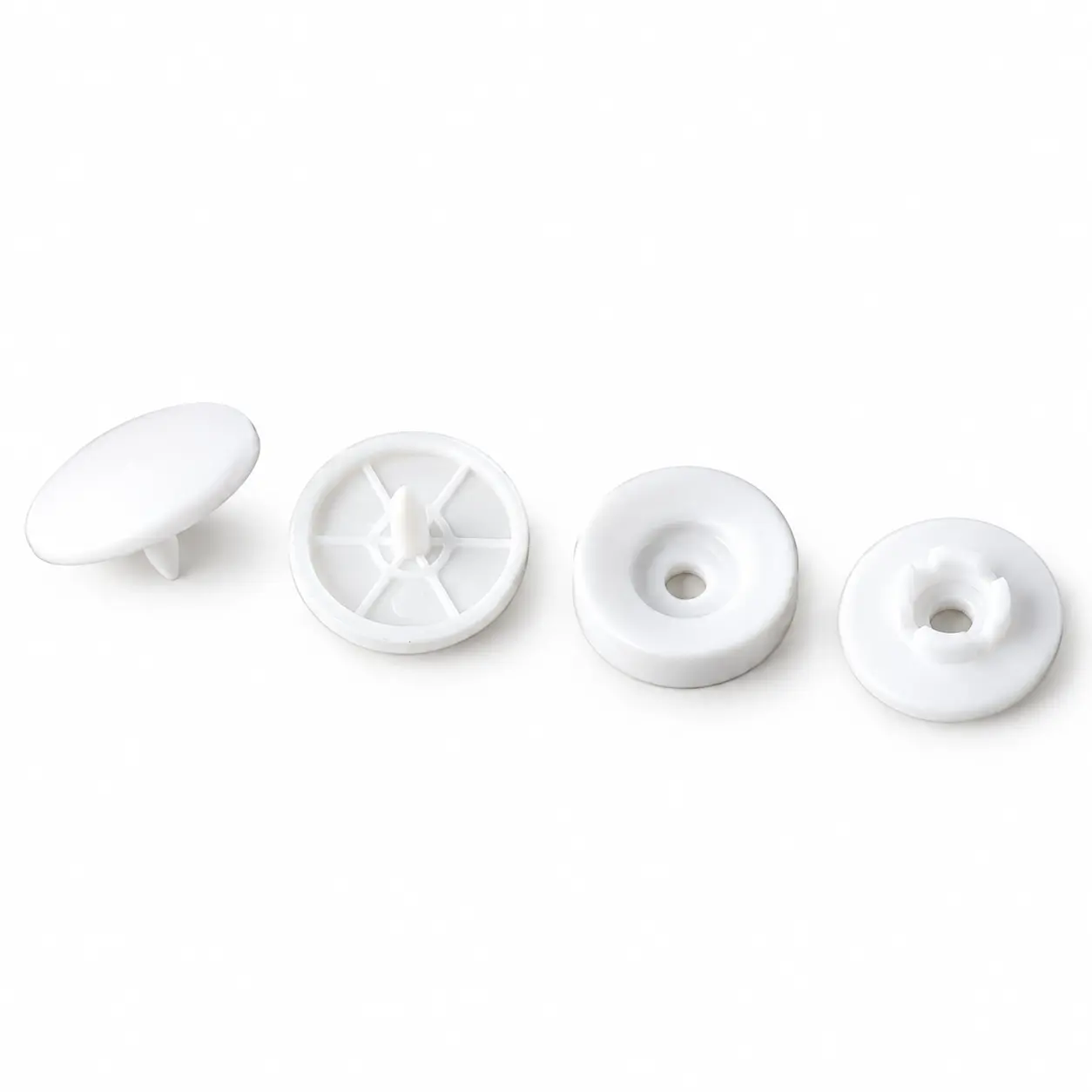 Model T14 15 mm Flat-Face Plastic Snap Fasteners | Reinforced Wide-Cap Industrial Press Studs