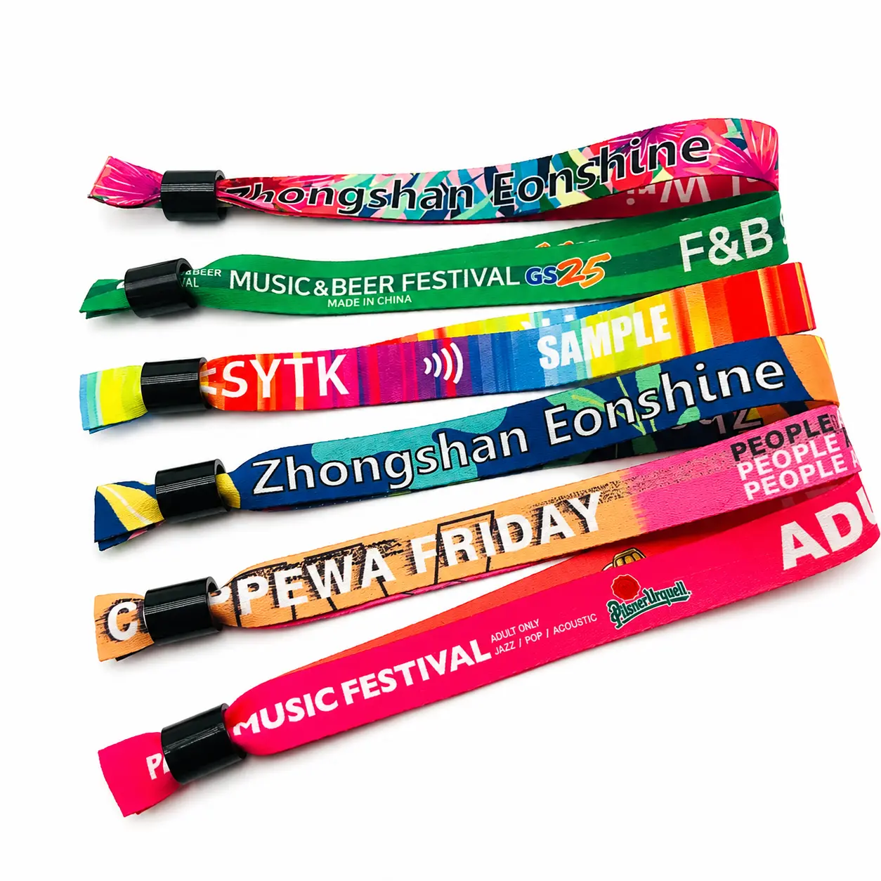 Custom Polyester Festival Wristbands with One-Way Lock