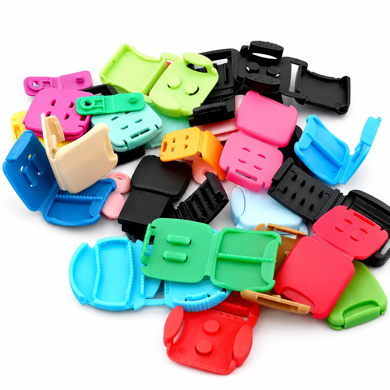 Flat hinged plastic wristband lock closures and cord stopper clips direct factory wholesale