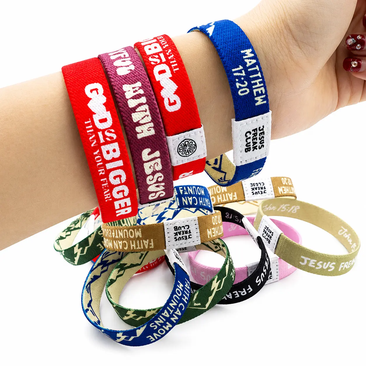Custom polyester stretch elastic fabric wristband 1.5x19cm